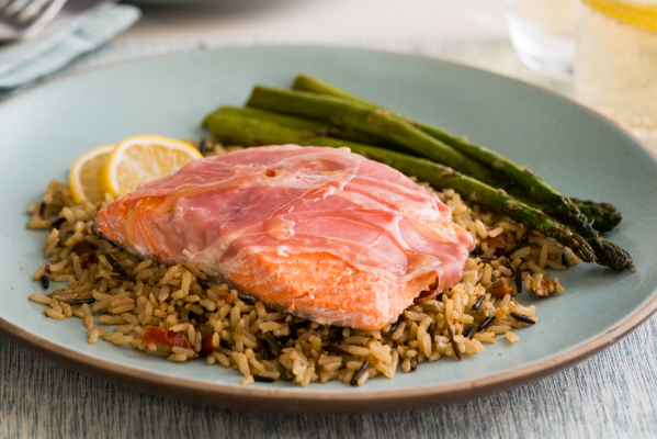Steamed Sockeye Salmon Wrapped in Prosciutto Recipe
