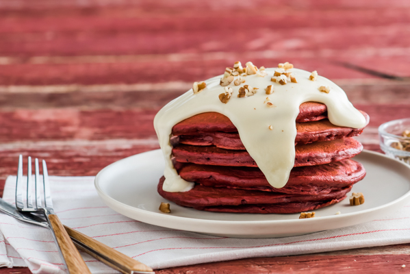 Red Velvet Pancakes with Cream Cheese Glaze Recipe