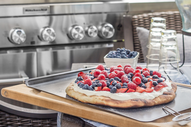 Honey Wheat Grilled Flatbread with Fresh Berries and Whipped Ricotta