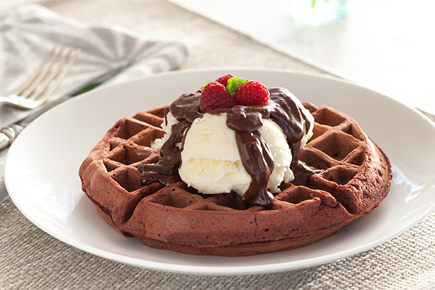 Winter Waffle Sundae with Crème Fraîche Ice Cream