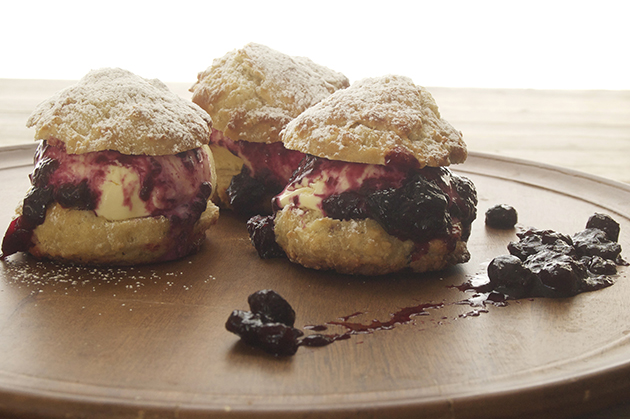 Lemon Ice Cream Shortcakes with Blueberry Compote