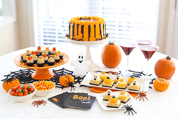 Halloween Party with Pumpkin Cheesecake Bars