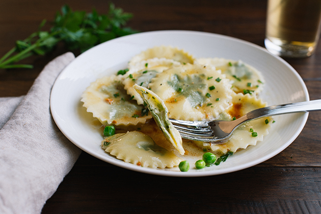 Laminated Parsley Ravioli Stuffed with Parsley, Chive and Chèvre Recipe