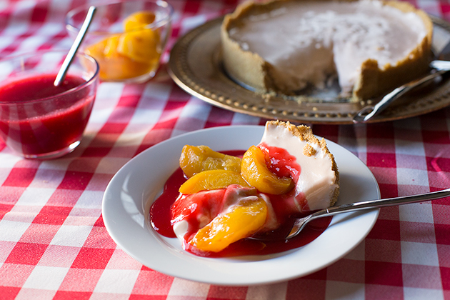 Peach Raspberry Melba No-Bake Cheesecake