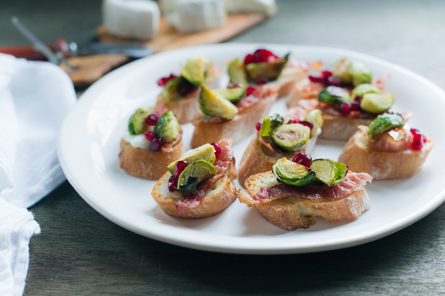 Roasted Brussels Sprouts and Bacon Crostini