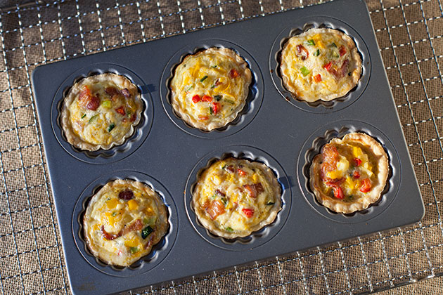Mini Savory Tarts with Bacon, Veggies and Cheese Recipe