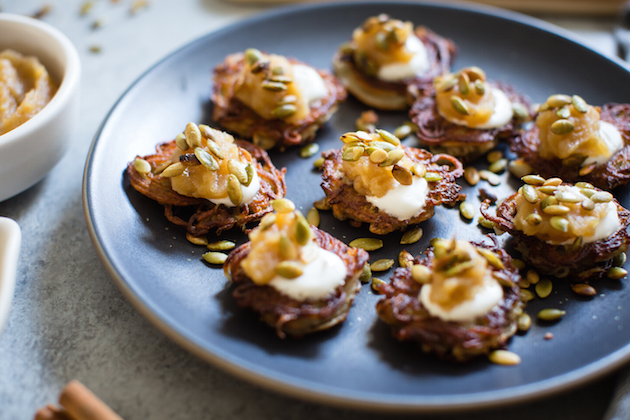 Spiralized Potato Pancakes with Spiced Applesauce Recipe