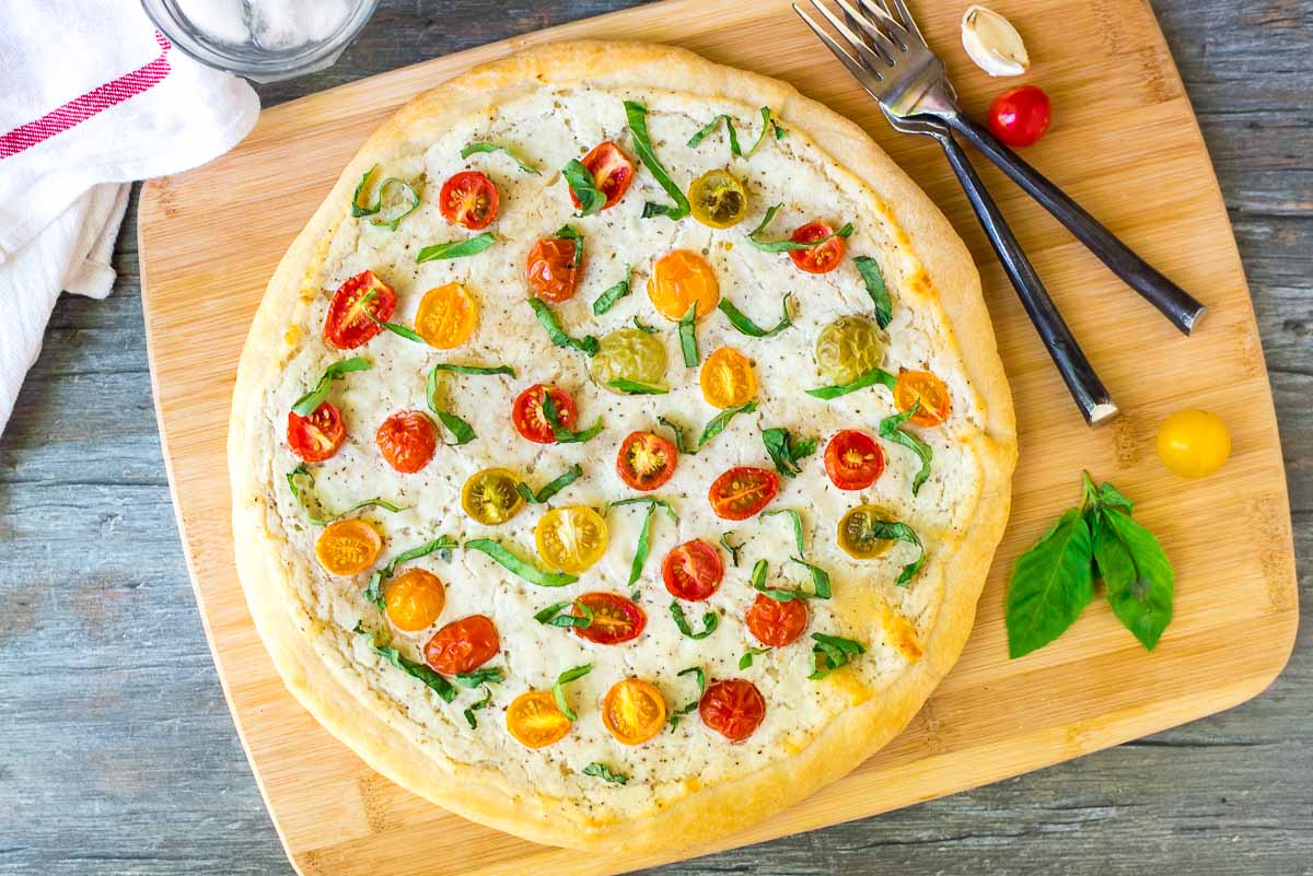 Tomato, Ricotta, and Basil Pizza