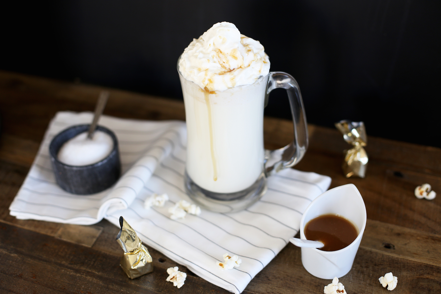 Salted Caramel White Hot Cocoa for a Movie Night In