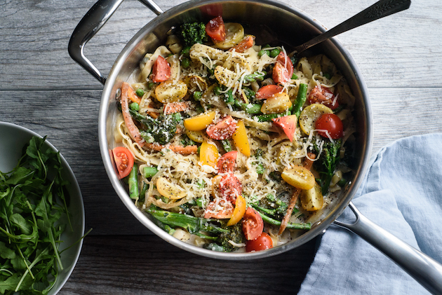 Pasta Primavera with Fresh Basil Egg Pasta