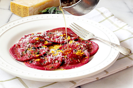 Beet Ravioli with Meyer Lemon Goat Cheese Recipe