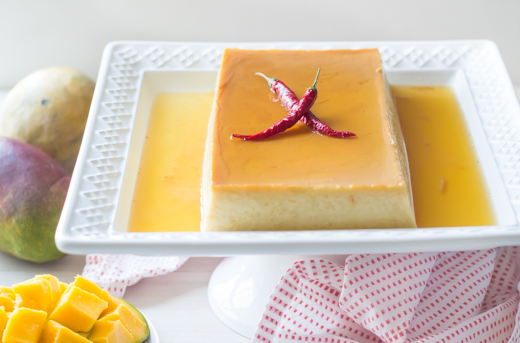 Mango Flan with Chile Caramel
