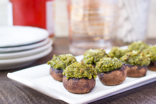 Pesto & Quinoa Stuffed Mushrooms