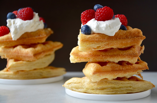 Puff Pastry Waffles with Whipped Cream